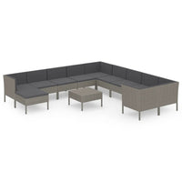 Set Divani da Giardino 12 pz con Cuscini in Polyrattan Grigio cod mxl 38445