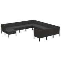 Set Divani da Giardino 12 pz con Cuscini in Polyrattan Nero cod mxl 38437