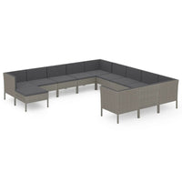 Set Divani da Giardino 12 pz con Cuscini in Polyrattan Grigio cod mxl 38438