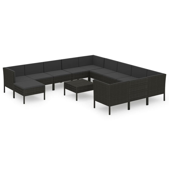 Set Divani da Giardino 13 pz con Cuscini in Polyrattan Nero cod mxl 38460