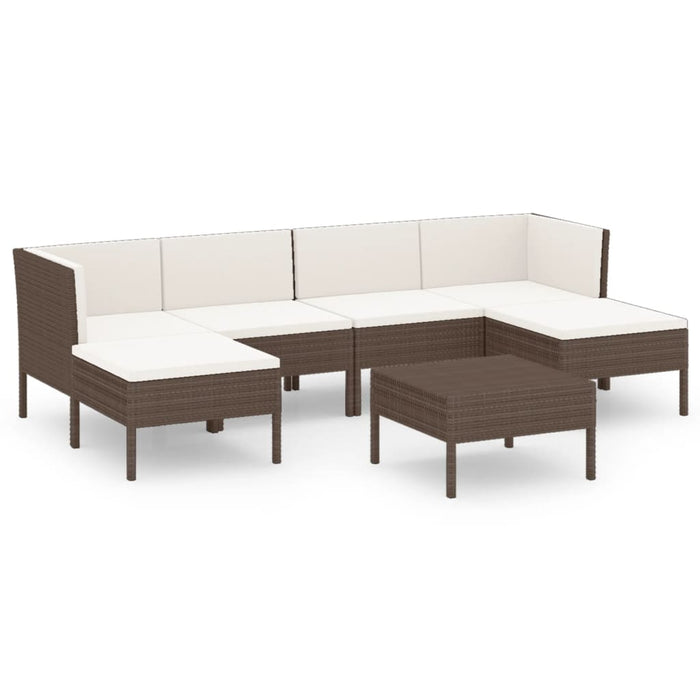 Set Divani da Giardino 7 pz con Cuscini in Polyrattan Marrone cod mxl 38439