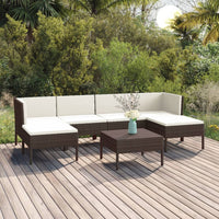 Set Divani da Giardino 7 pz con Cuscini in Polyrattan Marrone cod mxl 38439