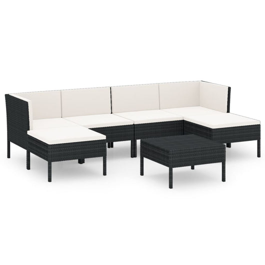 Set Divani da Giardino 7 pz con Cuscini in Polyrattan Nero cod mxl 38448