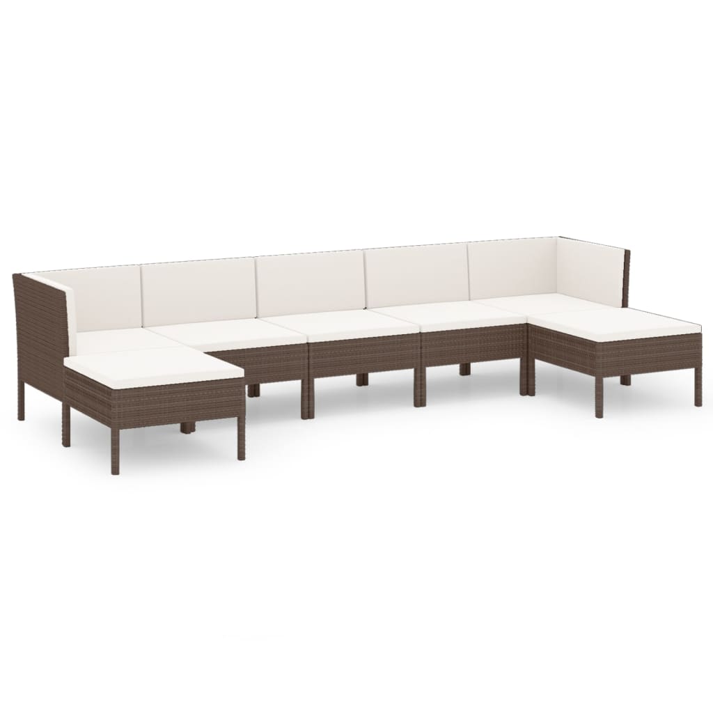 Set Divani da Giardino 7 pz con Cuscini in Polyrattan Marrone cod mxl 38462