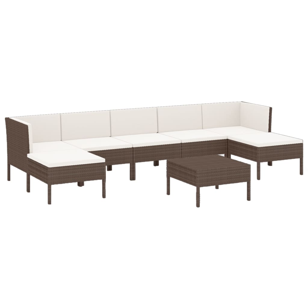 Set Divani da Giardino 8 pz con Cuscini in Polyrattan Marrone cod mxl 38469