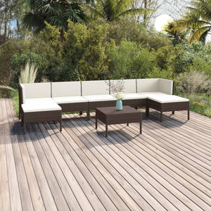 Set Divani da Giardino 8 pz con Cuscini in Polyrattan Marrone cod mxl 38469