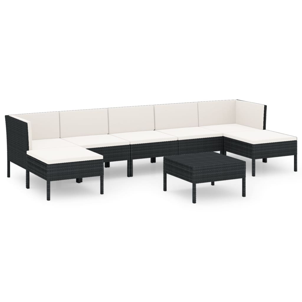 Set Divani da Giardino 8 pz con Cuscini in Polyrattan Nero cod mxl 38470