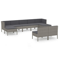 Set Divani da Giardino 9 pz con Cuscini in Polyrattan Grigio 3094550