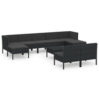 Set Divani da Giardino 10 pz con Cuscini in Polyrattan Nero cod mxl 38473