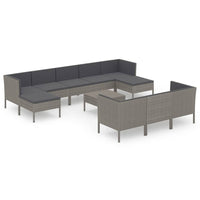 Set Divani da Giardino 11 pz con Cuscini in Polyrattan Grigio 3094586