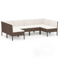 Set Divani da Giardino 6 pz con Cuscini in Polyrattan Marrone 3094587