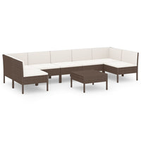 Set Divani da Giardino 8 pz con Cuscini in Polyrattan Marrone 3094591