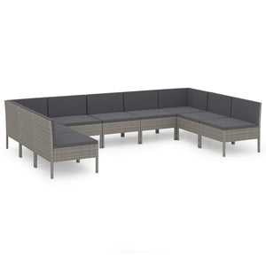 Set Divani da Giardino 9 pz con Cuscini in Polyrattan Grigio cod mxl 38500