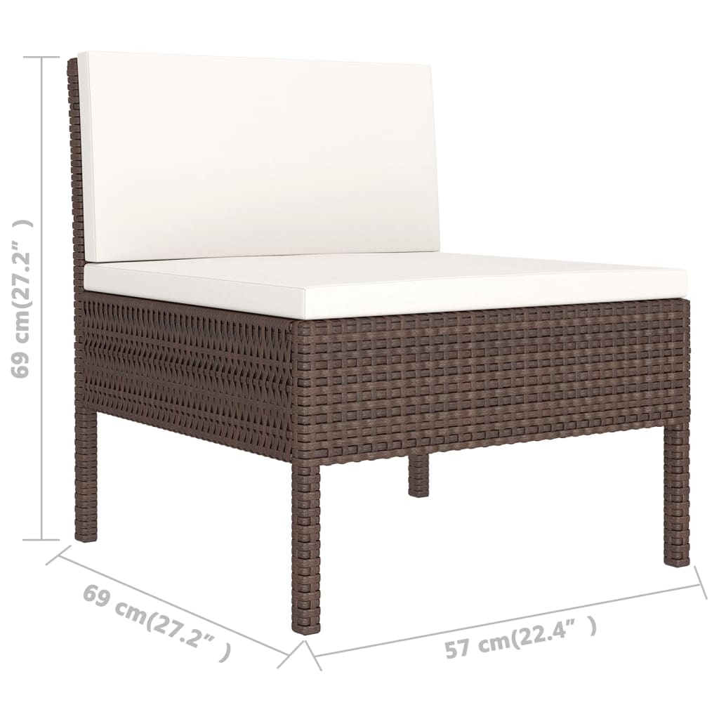 Set Divani da Giardino 11 pz con Cuscini in Polyrattan Marrone 3094599