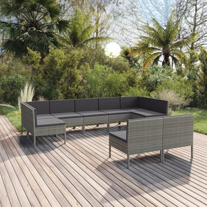 Set Divani da Giardino 9 pz con Cuscini in Polyrattan Grigio cod mxl 41996