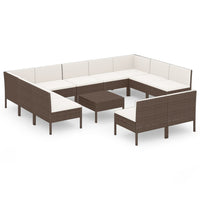 Set Divani da Giardino 12 pz con Cuscini in Polyrattan Marrone cod mxl 38514