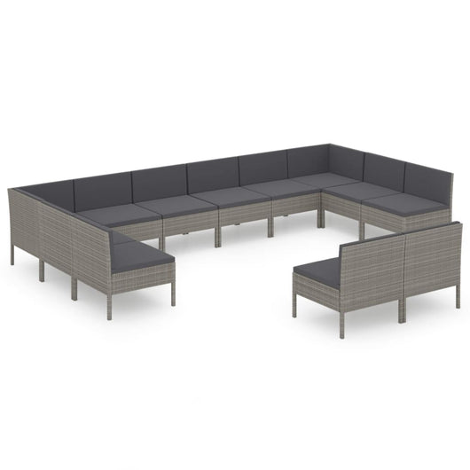 Set Divani da Giardino 12 pz con Cuscini in Polyrattan Grigio cod mxl 38520