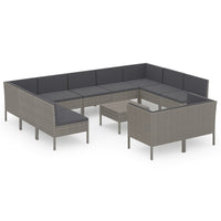 Set Divani da Giardino 12 pz con Cuscini in Polyrattan Grigio cod mxl 41997