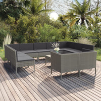 Set Divani da Giardino 12 pz con Cuscini in Polyrattan Grigio cod mxl 41997