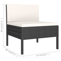 Set Divani da Giardino 14 pz con Cuscini in Polyrattan Nero