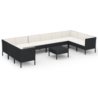 Set Divani da Giardino 11 pz con Cuscini in Polyrattan Nero 3094632