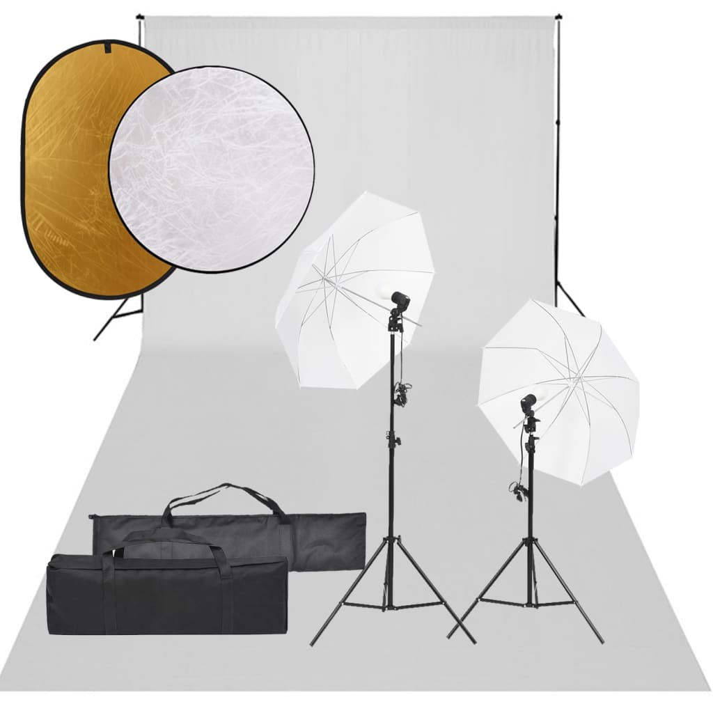 Kit per Studio Fotografico con Set Luci, Fondale e Riflettorecod mxl 121422