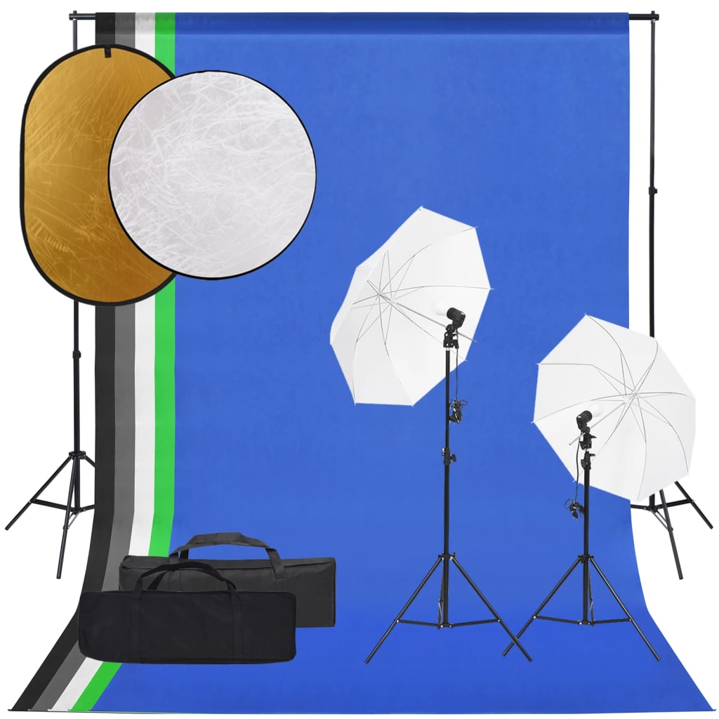 Kit per Studio Fotografico con Set Luci, Fondale e Riflettore 3094666