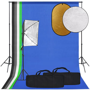 Kit per Studio Fotografico con Softbox, Fondale e Riflettore 3094670