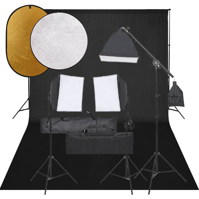 Kit per Studio Fotografico con Set Luci, Fondale e Riflettore 3094692