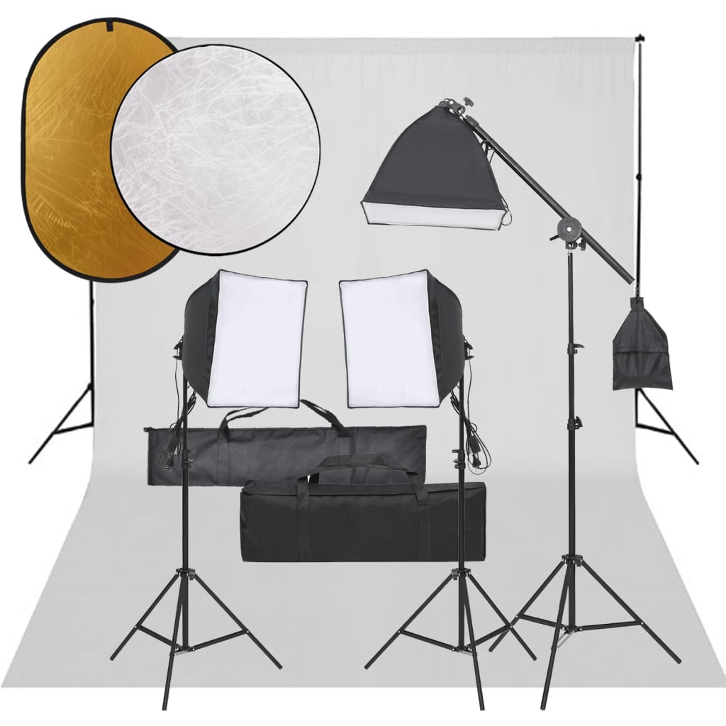 Kit per Studio Fotografico con Set Luci, Fondale e Riflettore 3094693