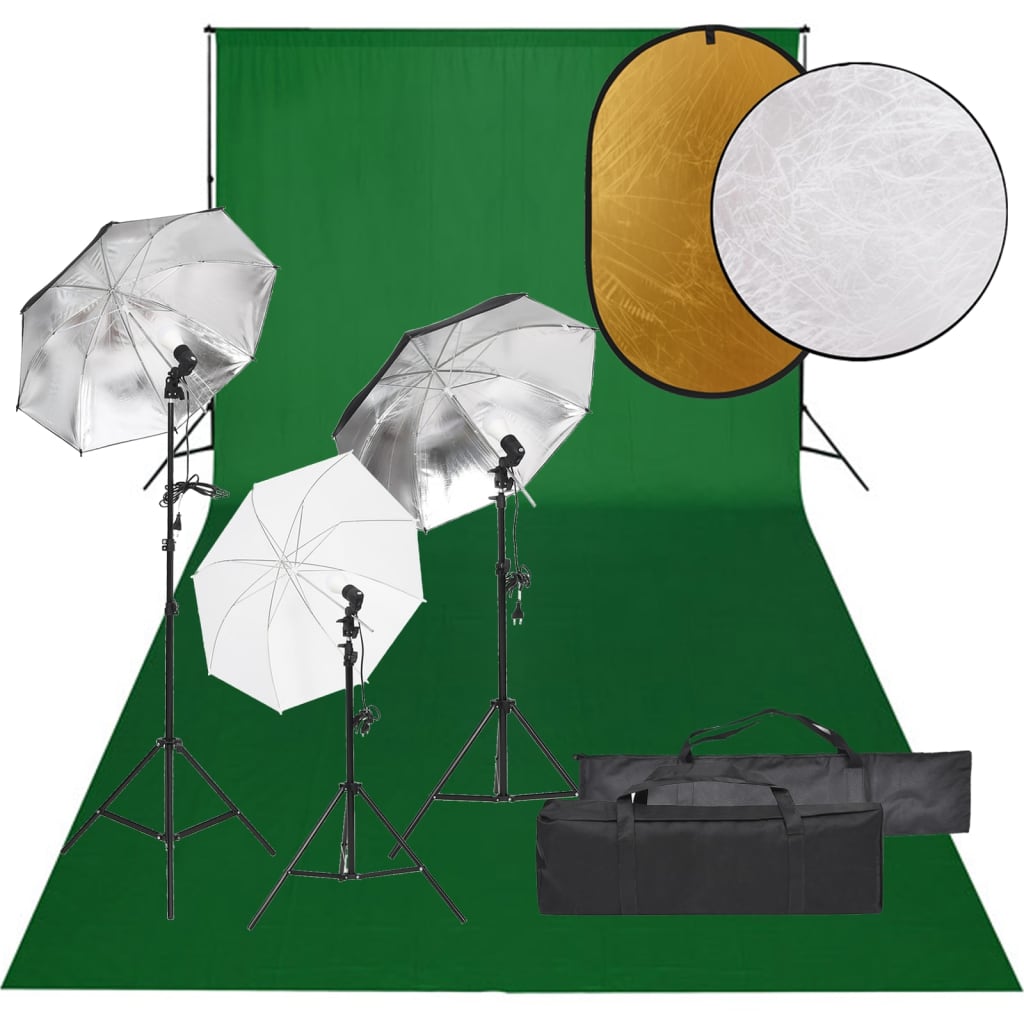 Kit per Studio Fotografico con Set Luci, Fondale e Riflettore 3094724