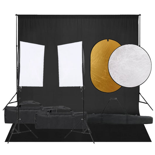 Kit per Studio Fotografico con Set Luci, Fondale e Riflettore 3094756