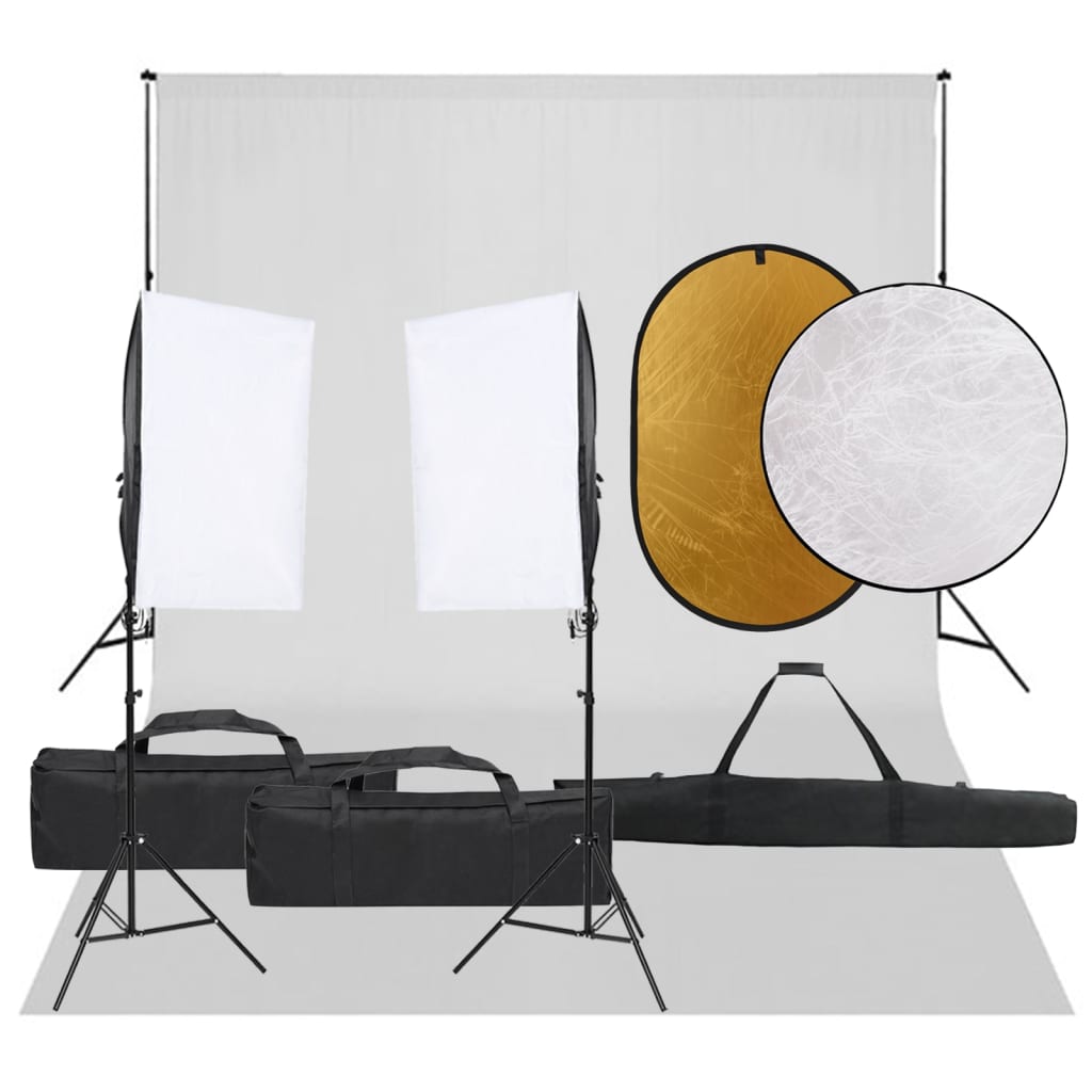 Kit per Studio Fotografico con Set Luci, Fondale e Riflettorecod mxl 121428