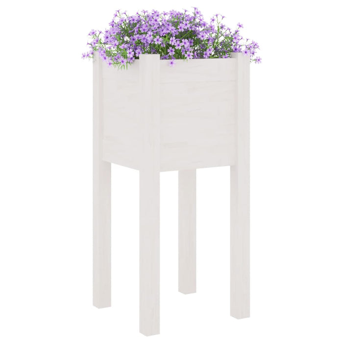 Fioriera da Giardino Bianca 31x31x70 cm Legno Massello di Pino 810781