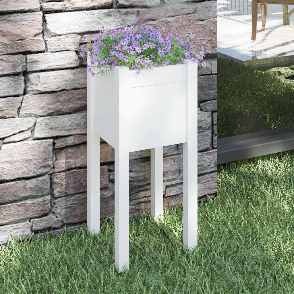 Fioriera da Giardino Bianca 31x31x70 cm Legno Massello di Pino 810781