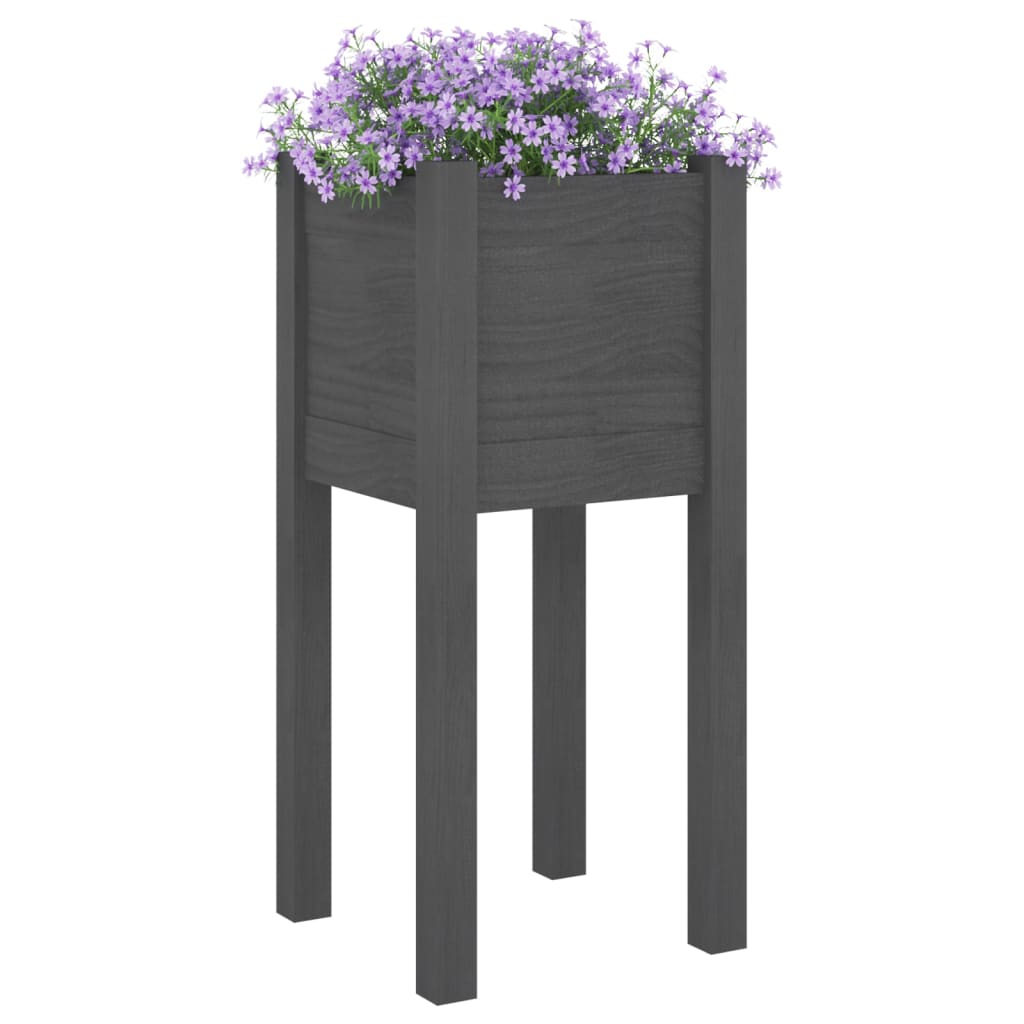 Fioriere da Giardino 2 pz Grigie 31x31x70 cm in Legno di Pino 810784