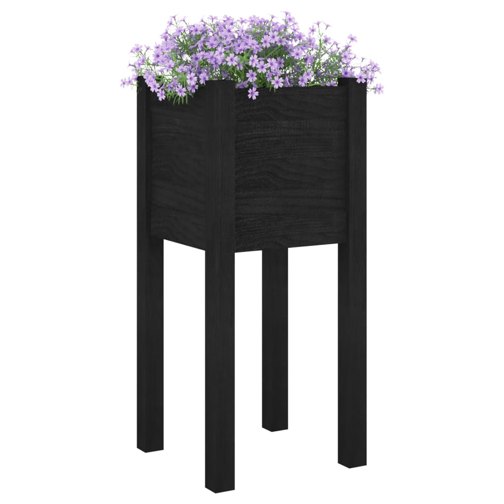 Fioriera da Giardino Nera 31x31x70 cm in Legno Massello di Pino cod mxl 66957