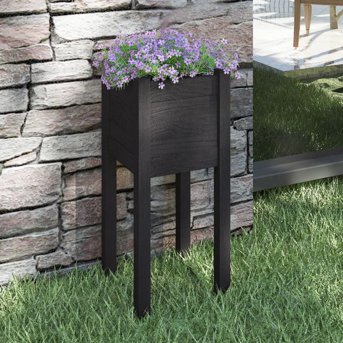 Fioriera da Giardino Nera 31x31x70 cm in Legno Massello di Pino cod mxl 66957