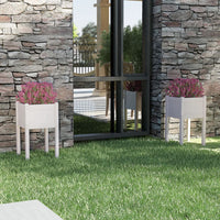 Fioriere da Giardino 2 pz Bianche 40x40x70 cm in Legno di Pino 810792