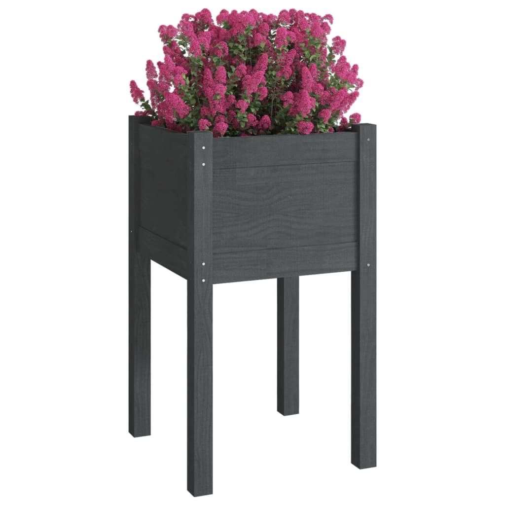 Fioriere da Giardino 2 pz Grigie 40x40x70 cm in Legno di Pino cod mxl 66755