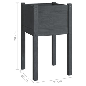 Fioriere da Giardino 2 pz Grigie 40x40x70 cm in Legno di Pino cod mxl 66755