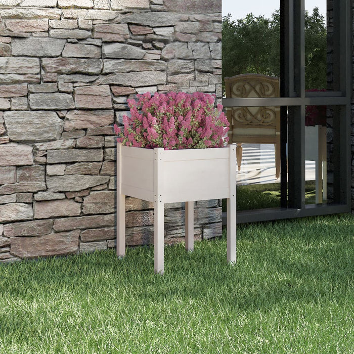 Fioriera da Giardino Bianca 50x50x70 cm Legno Massello di Pino cod mxl 66638