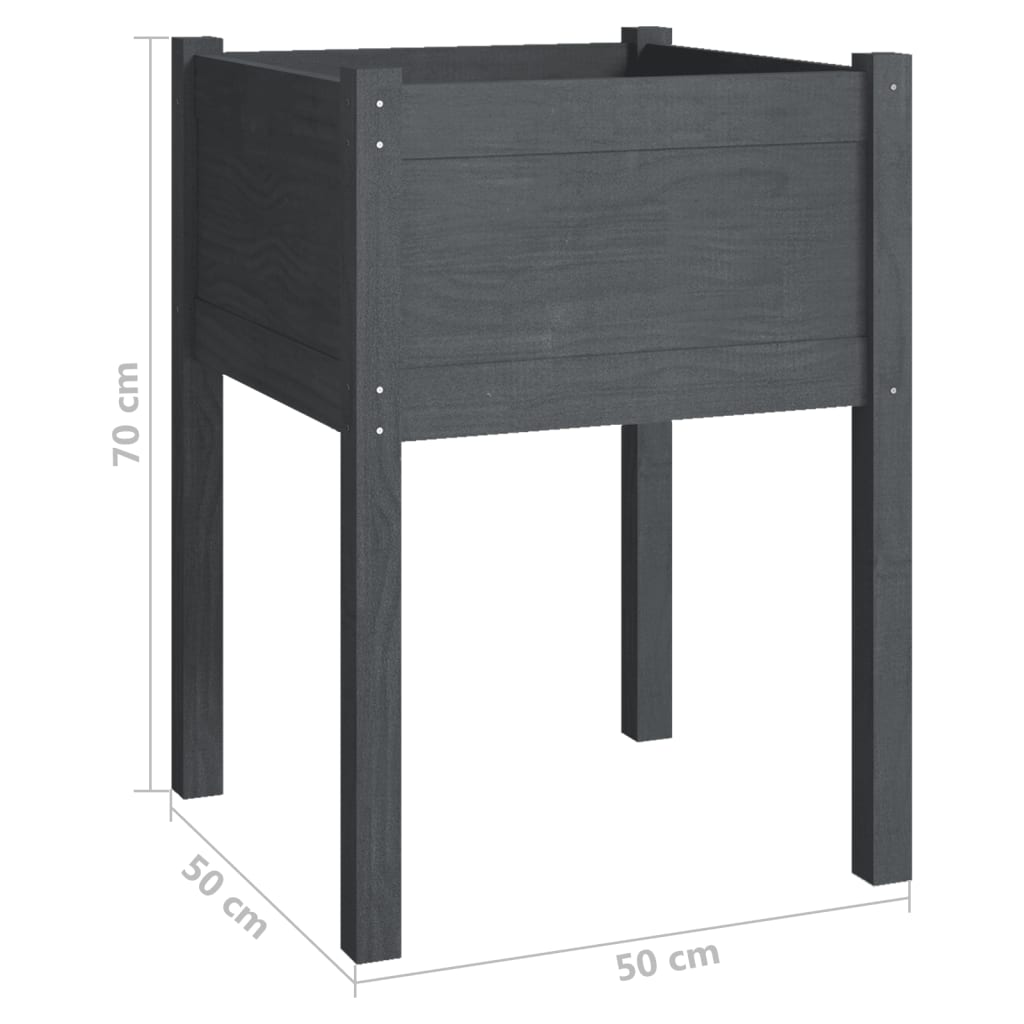 Fioriera da Giardino Grigia 50x50x70 cm Legno Massello di Pino cod mxl 66737