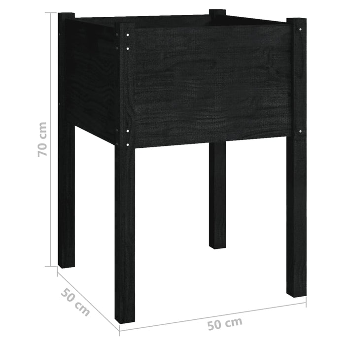 Fioriera da Giardino Nera 50x50x70 cm Legno Massello di Pino cod mxl 66577