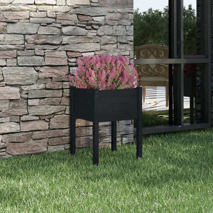 Fioriera da Giardino Nera 50x50x70 cm Legno Massello di Pino cod mxl 66577