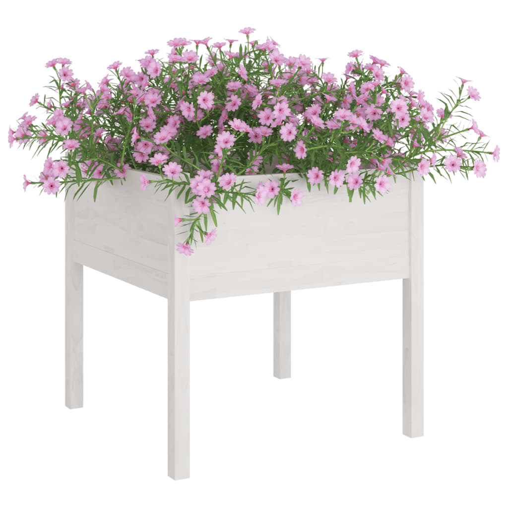 Fioriera da Giardino Bianca 70x70x70 cm Legno Massello di Pino cod mxl 66788