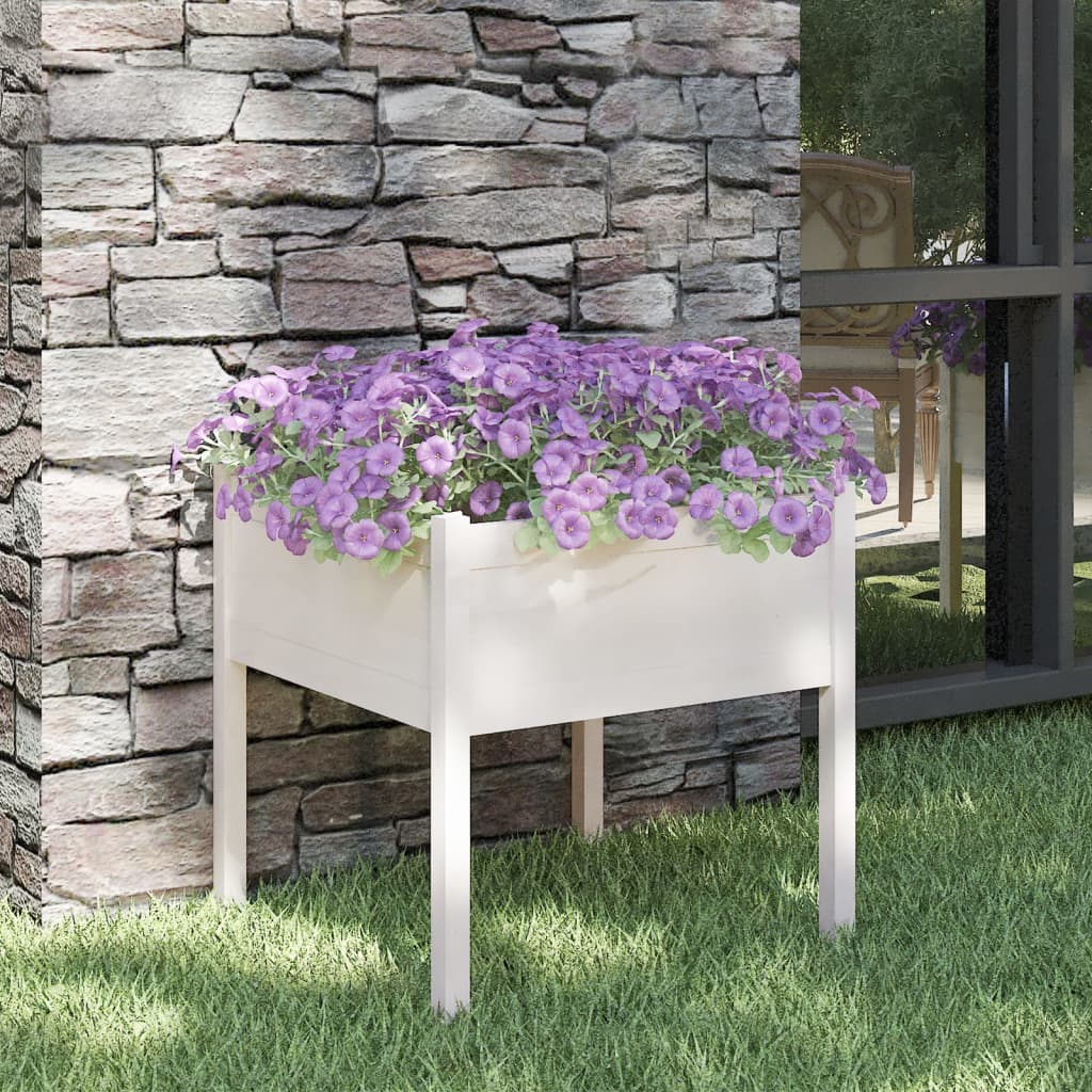 Fioriera da Giardino Bianca 70x70x70 cm Legno Massello di Pino cod mxl 66788