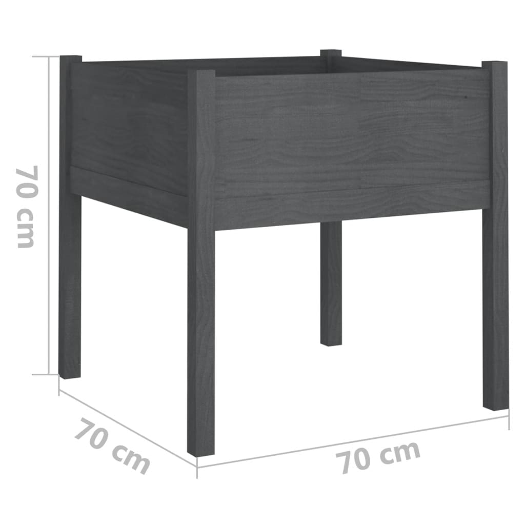 Fioriera da Giardino Grigia 70x70x70 cm Legno Massello di Pino 810813