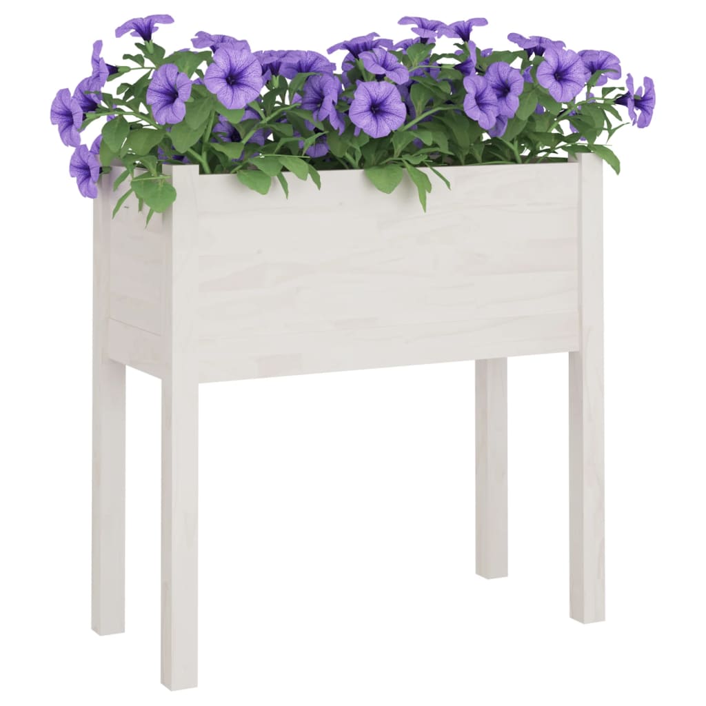 Fioriera da Giardino Bianca 70x31x70 cm Legno Massello di Pino cod mxl 67042