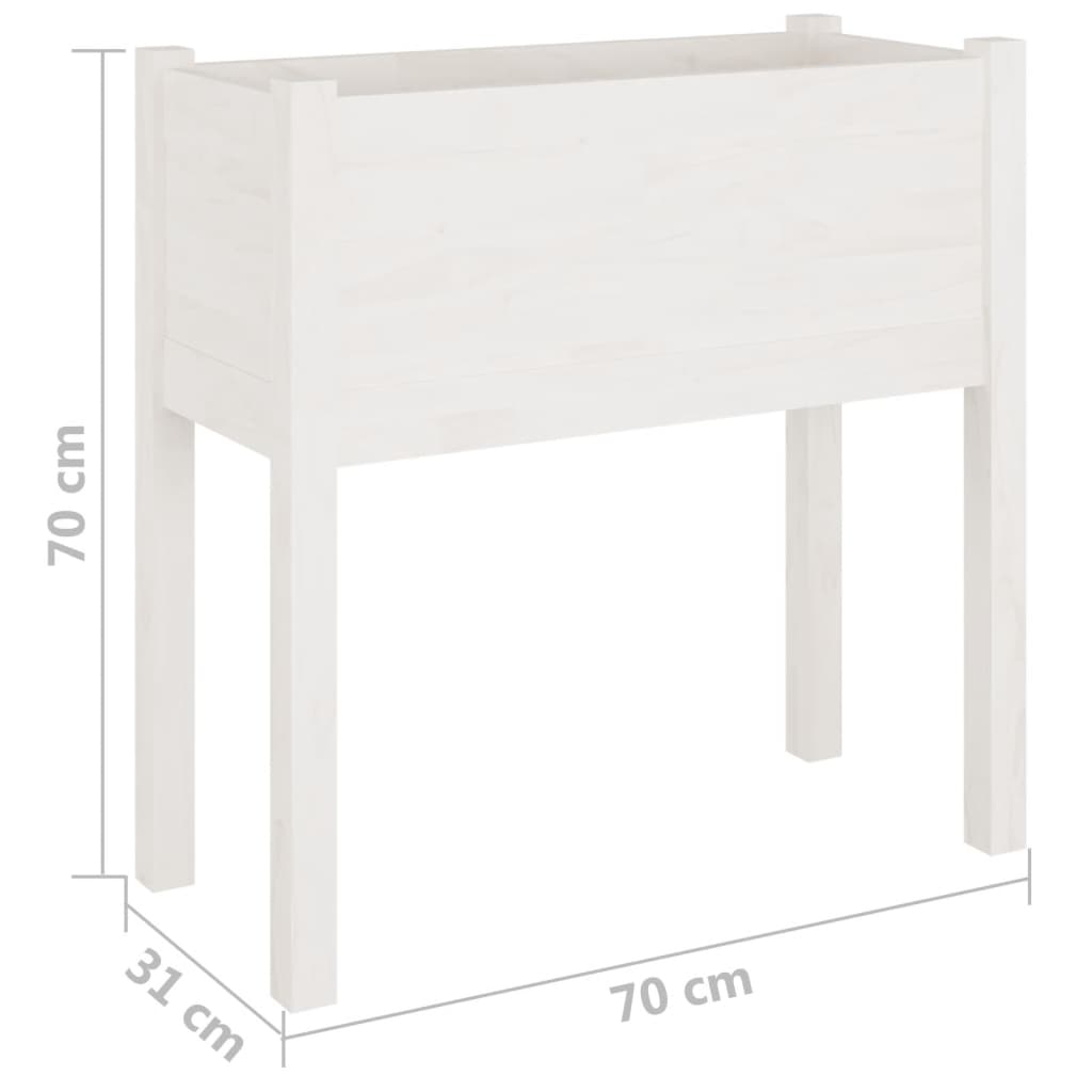 Fioriera da Giardino Bianca 70x31x70 cm Legno Massello di Pino cod mxl 67042